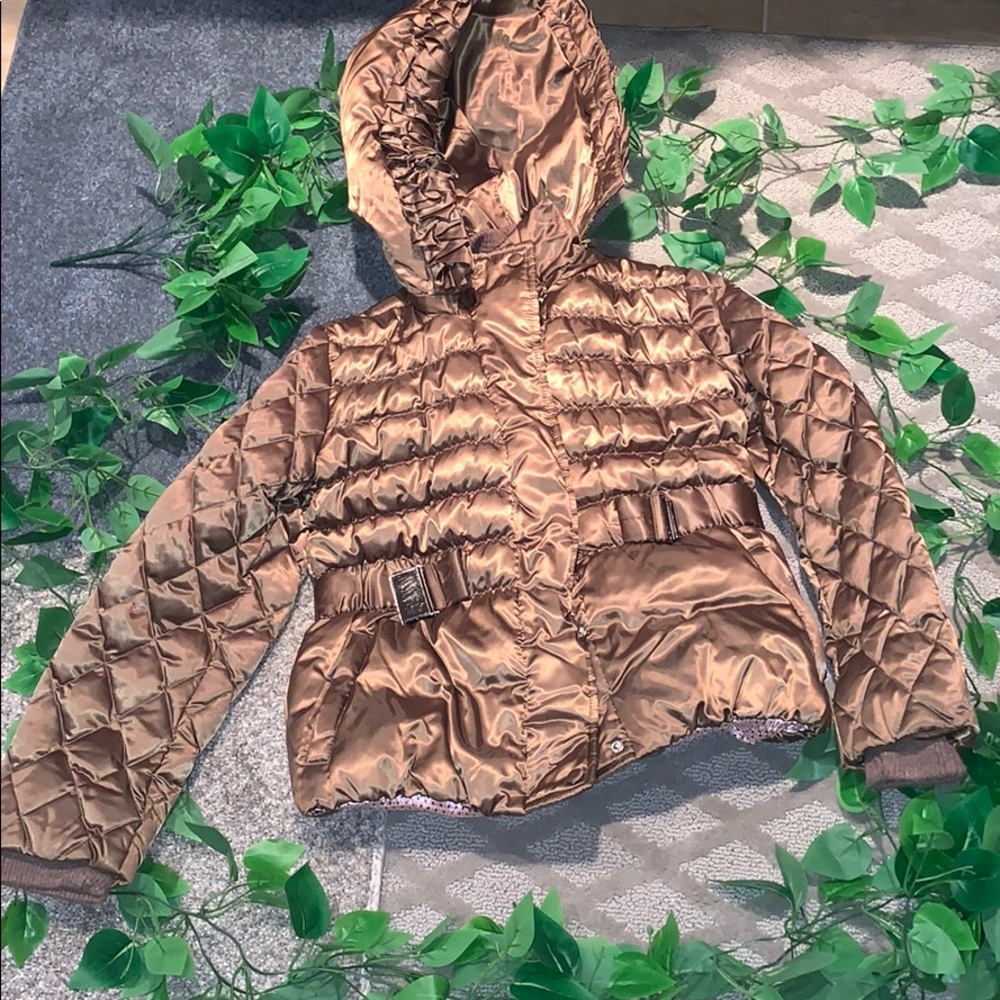 Girls MonnaLisa Brown Puffer Coat
